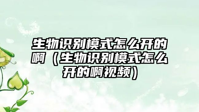 生物識別模式怎么開的?。ㄉ镒R別模式怎么開的啊視頻）