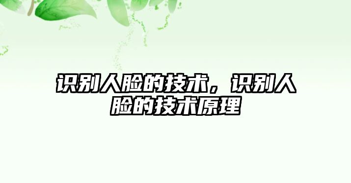 識(shí)別人臉的技術(shù)，識(shí)別人臉的技術(shù)原理