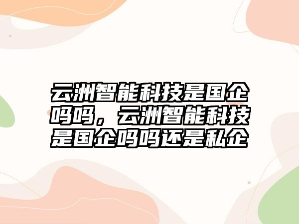 云洲智能科技是國(guó)企嗎嗎，云洲智能科技是國(guó)企嗎嗎還是私企