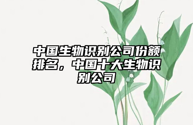 中國生物識別公司份額排名，中國十大生物識別公司