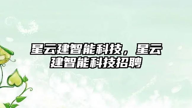 星云建智能科技，星云建智能科技招聘