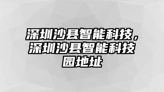 深圳沙縣智能科技，深圳沙縣智能科技園地址