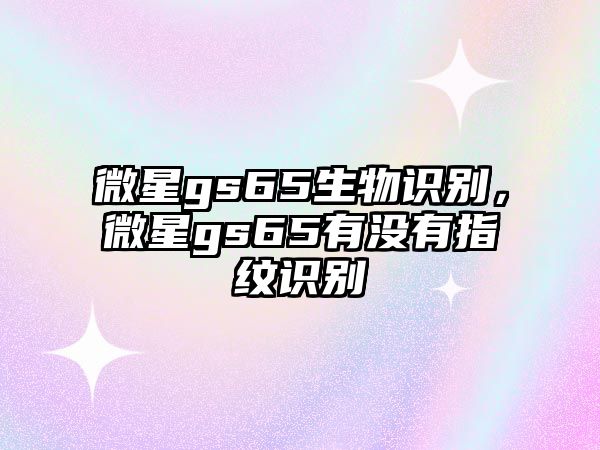 微星gs65生物識別，微星gs65有沒有指紋識別