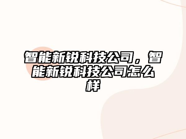 智能新銳科技公司，智能新銳科技公司怎么樣