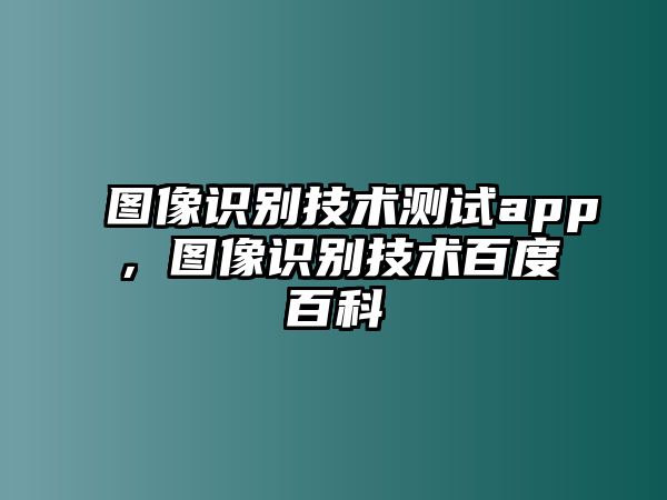 圖像識別技術(shù)測試app，圖像識別技術(shù)百度百科